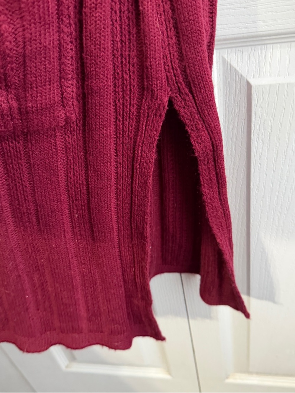 Faded Glory Merlot wine open front duster cardigan size large - Picture 3 of 7